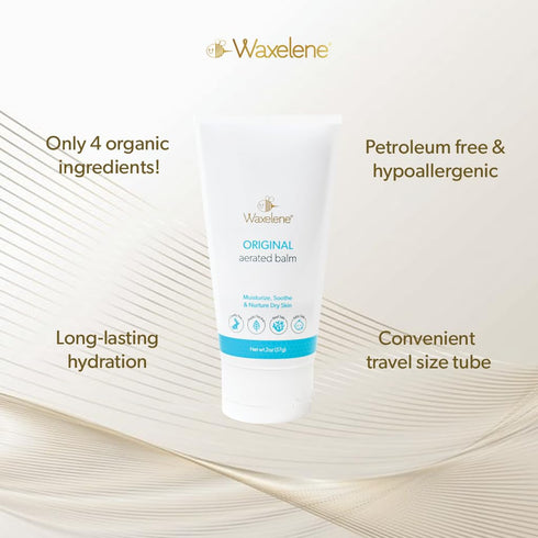Waxelene Multipurpose Ointment Travel Tube, Organic Aerated Balm - Petroleum Jelly Alternative for Eczema, Dry Skin,