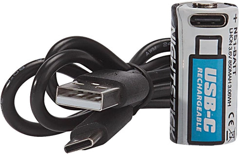 Nightstick NS1-BATT Li-Ion USB-C Battery - 16310 Size - 3.6V, 850mAh