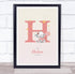 The Card Zoo Pink Baby Girl Elephant Initial H Baby Birth Details Nursery Christening Print