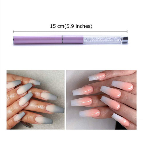 SILPECWEE 3Pcs Acrylic Nail Brush Set, UV Gel Nail Ombre Brush, Double-Head Sponge Pen for Nail Art