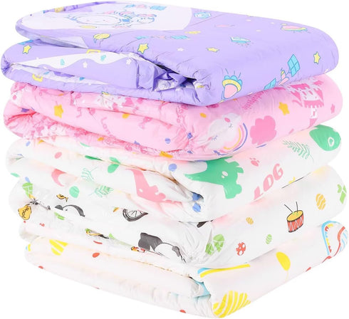 Pack 10, 5 Landofgenie Adult Diapers with Tabs High Absorbency Print Diaper for Women and Men Medium of Patterns