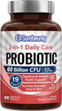 Probiotics 60 Billion CFU, 19 Strains for Men & Women, 2-in-1 Daily Care Probiotic, 60 Veggie Capsules