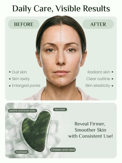 Rena Chris Gua Sha Facial Tools, Xiuyan Jade Guasha Tool for Acupuncture, Manual Massage Tool for Jawline Sculpting