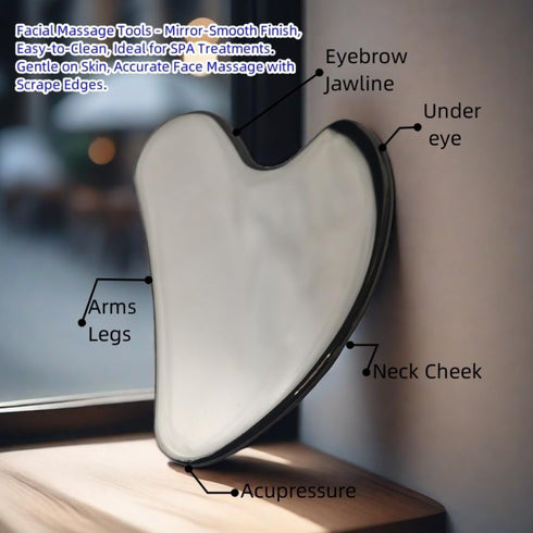 TIKMOON Set, Gua Sha Scraping Tool Heart-Shaped Metal Gua Sha Face Massage Tool, Facial Massage Wand for Face, Neck
