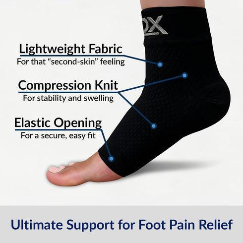 SB SOX Ankle Compression Sleeve, Plantar Fasciitis Compression Socks for Heel Pain Relief (Solid Black)