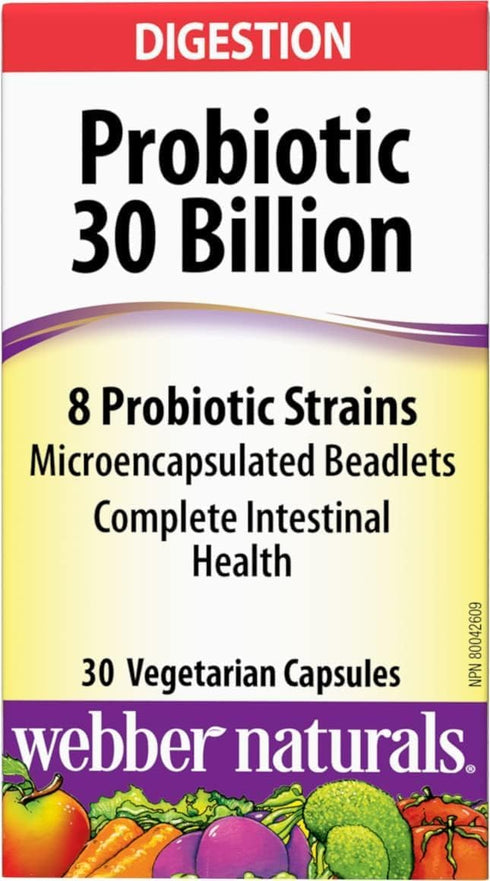 Webber Naturals Probiotic 30 Billion, 8 Probiotic Strains, 30-Capsules