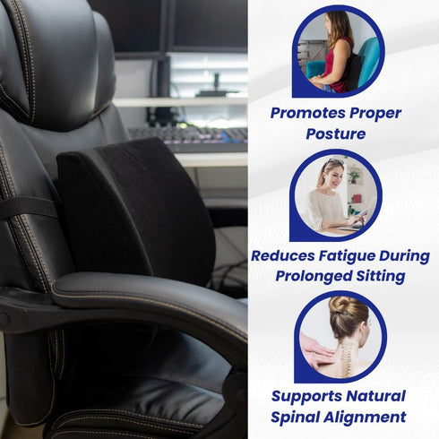 Thin Ergonomic Bucket Seat Lower Lumbar Back Support Pillow Cushion for Office Chair, Car, Truck, Wheelchair, Gaming