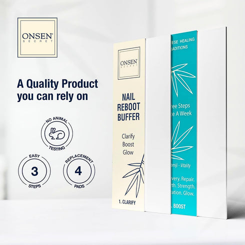 Onsen Secret Nail Buffer Block Replacement Pads, 3 Way Buffing Block with 12 Combo Pads for Natural Nail Buffing