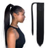 SEIKEA Clip in Ponytail Extension Wrap Around, 20 Inch Long Straight Natural Soft Synthetic Hairpiece for Women, Black
