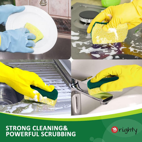 ORIGHTY Heavy Duty Cellulose Scrub Sponges - 24 Count, Powerful Scrubbing & Cleaning for Dishes and Kitchen