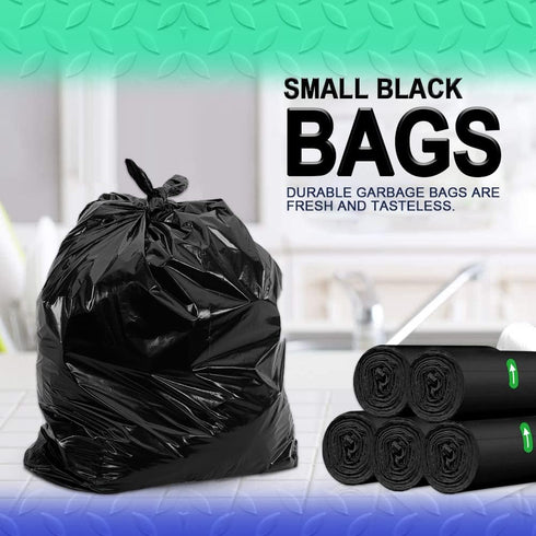AOSULI Small Bathroom Trash Bags, 3 Gallon/10 Liter, 100 Counts, Black Garbage Bags for Office