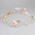 Oriamour Bridal Crystal Headband with Freshwater Pearls, Flower Design Wedding Hair Accessories (Gold)
