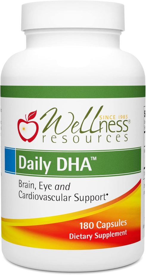 Wellness Resources Daily DHA - DHA Fish Oil in TG Form, Highest Potency & Purity, 180 Capsules