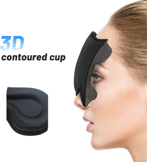 Sleep Eye Mask for Side Sleeper, 3D Contoured Cup Sleeping Mask for Men Women, Adjustable Strap Blackout Cover
