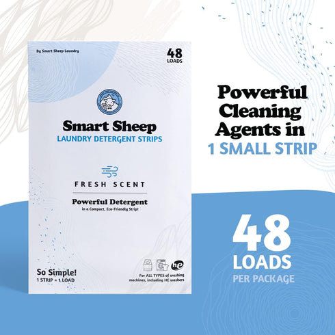 Smart Sheep Laundry Strips, 48 Loads, Sensitive Skin, Eco Friendly, Perfect for Home, Travel, Fresh Scent