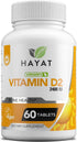 HAYAT Vitamins Vegan Vitamin D2 2400 IU | 60 Tablets | Dietary Supplement for Bone, Teeth, Muscle Health