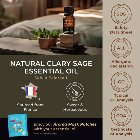 Gya Labs Clary Sage Essential Oil - 0.34 Fl Oz, Soothing Aroma for Relaxation, Nourishes Hair