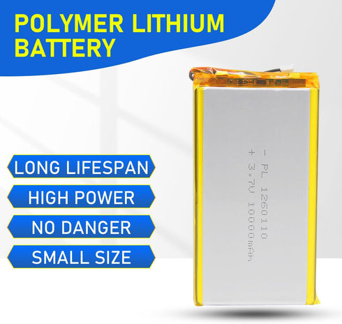 Qimoo 1260110 3.7V 10000mAh 1260110 Pack PH2.0mm Lipo Battery Rechargeable Lithium Polymer Battery with JST Connector