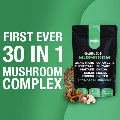 MOM NUTRIX 30 1 180 Immune in Ultimate Mushroom Supplement - Mushroom Capsules, Organic - Lions Mane, Cordyceps, Chaga