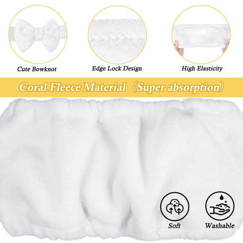 Shintop Soft Spa Headband, Makeup Headband with Cute Bow for Washing Face and Facial Masks (White)