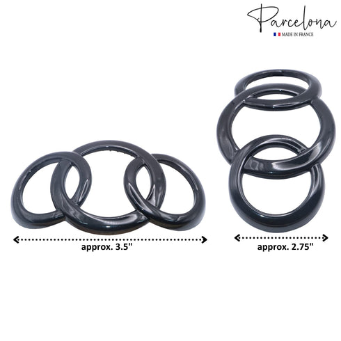 Parcelona French 3.5" Celluloid Hair Slider Barrette - Triple Ringed Non Slip Ponytail Holder for Women
