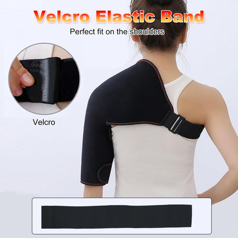 WOOLALA Heated Shoulder Brace with Massager Portable Electric Heating Pad for Shoulder Pain and Upper Arm Muscle