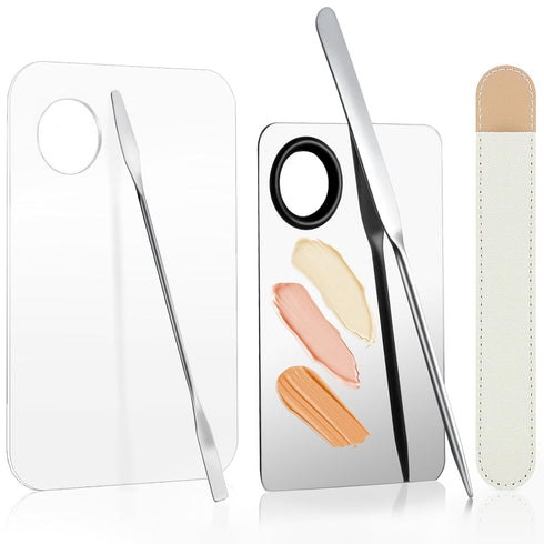 5pcs Makeup Spatula Korean Set, Including Foundation Spatula, Stainless Steel Makeup Palette, Acrylic Cosmetic Tool