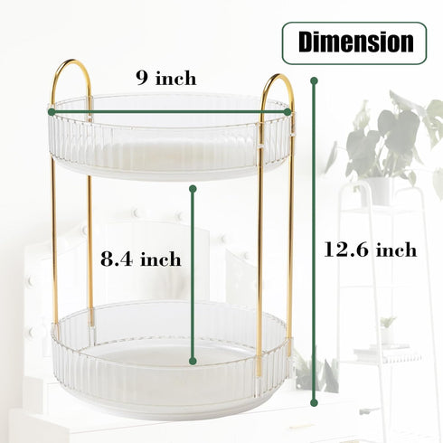 Rotating Makeup Organizer 2 Tier - Lazy Susan Trays for Skincare, Perfume Organizer for Bathroom Counter Vanity