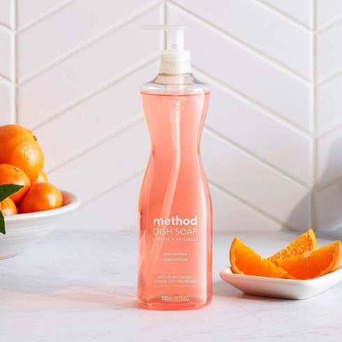 Method Gel Dish Soap - Clementine - Biodegradable Formula - Tough on Grease - 18 Fl Oz (Pack of 4)