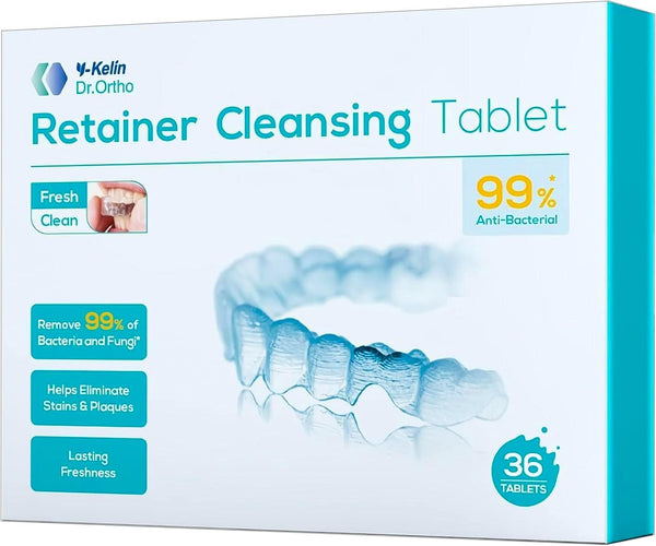 Y-Kelin 36 PCS Retainer Cleaner Tablets, Mouth Guard Cleaning Tablets to Remove Stains in 3 Minutes (Mint)