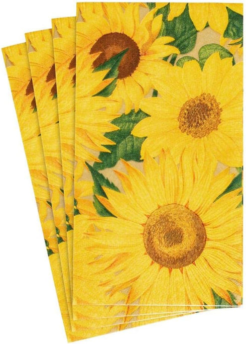 Caspari Sunflowers Paper Guest Towel Napkins - Two Packs of 15