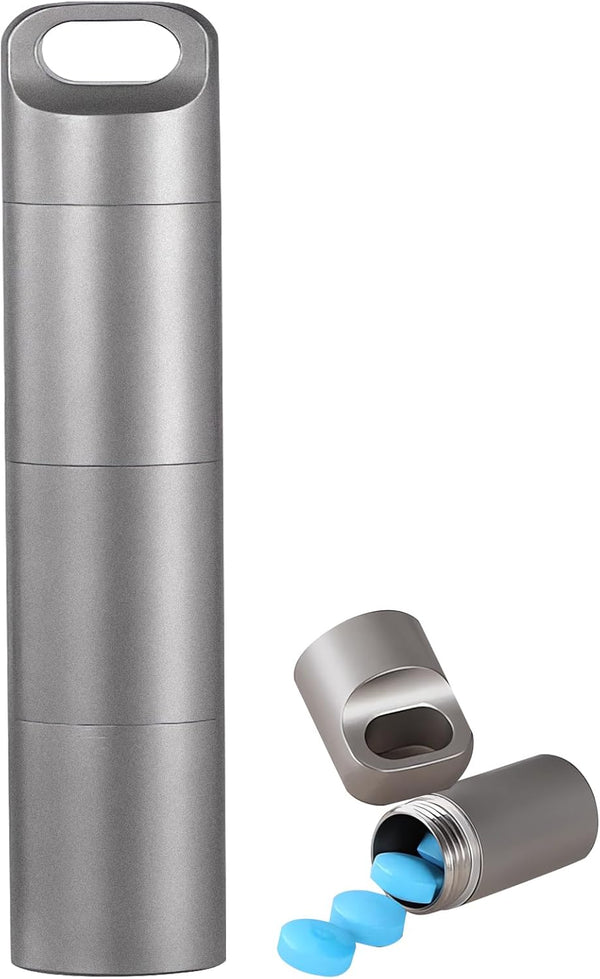 Small Keychain Pill Holder, 304 Stainless Steel Portable Organizer for Travel, Waterproof Pocket Container