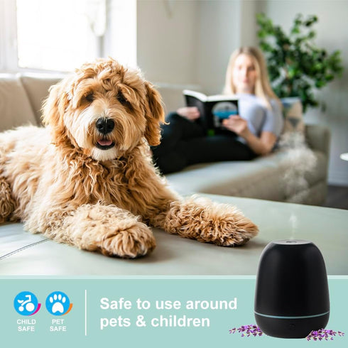 SpaRoom Mini Majesto Ultrasonic Essential Oil Diffuser, 100 mL Water Capacity, Matte Black for Medium Rooms