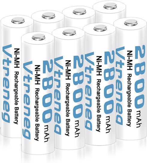 Vtreneg 1.2V Rechargeable AA NiMH Batteries 8 Pack, Long-Lasting 2800mAh Double A Battery,