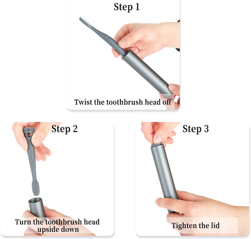 Travel Rinser Toothbrush with Water Jet and Storage - 2-in-1 Compact and Hygienic Design