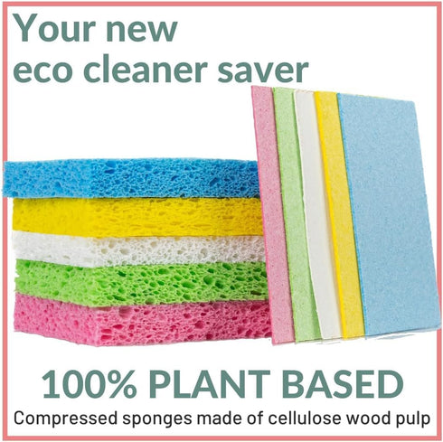 bioGo 30 Pack Compostable Pop-Up Sponges - Non-Scratch, Plant-Based Dish Sponges