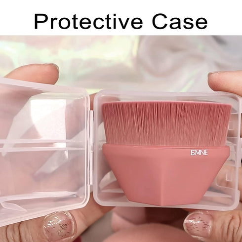 ISMINE Foundation Makeup Brush - Flat Top Kabuki Hexagon Face Blush Liquid Powder Brush with Bonus Protective Case