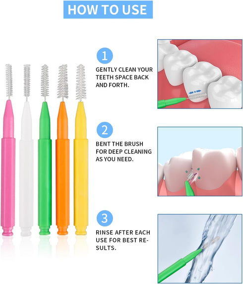 70PCS Soft Braces Brush Set, 50PCS Tooth Picks Flossing Head for Oral Tooth Cleaning, with Disposable Toothpicks