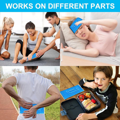 Soft Gel Ice Pack for Injuries, Reusable 2 Pack Flexible Hot Cold Pack for First Aid, Migraines, Surgery Recovery