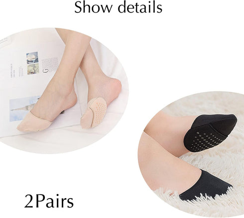 Ball of Foot Cushion Socks Non-Slip Pain Relief Toe Topper Socks, Seamless Half Forefoot Socks