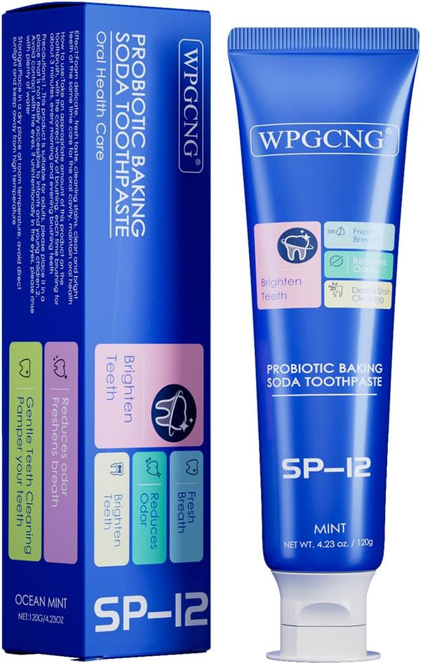 WPGCNG SP12 Probiotic Baking Soda Toothpaste,Teeth Whitening, Helps Remove Tea, Coffee,Protects Against Cavities,Fresh