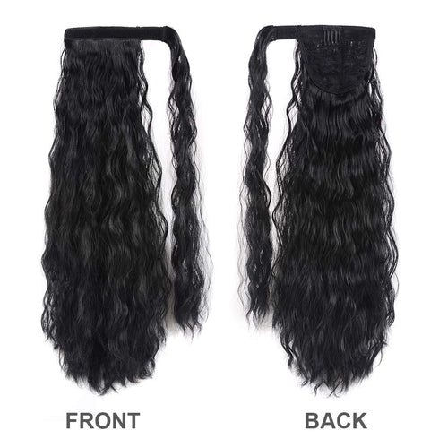 YEAME 22 Inch Corn Wave Ponytail Extension Clip in, Long Wavy Curly Heat Resistant Synthetic Hairpiece