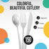 150 Pack White Plastic Cutlery Set, Plastic Silverware Heavy Duty, Plastic Utensil Sets, 50 Plastic Forks 50 Plastic Spoons 50 Plastic Knives Disposable Cutlery Set For Party Supplies Exquisite by Exquisite