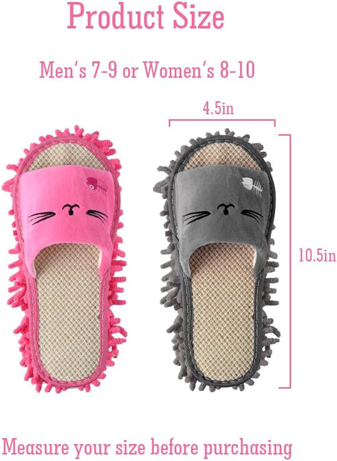 2 Pairs Microfiber Slipper Mop Slippers for Floor Cleaning, Reusable Dust Tool for Women, Men, House, Kitchen, Office