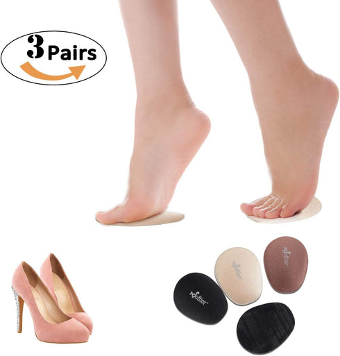 Ball of Foot Cushions for Women, 3 Pairs, Adhesive Foam High Heel Shoe Pad Inserts for Metatarsal Pain Relief