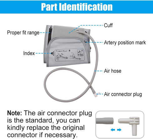 Medium Blood Pressure Cuff Replacement, 9-13inch (22-32cm) Compatible with Omron BP5100, BP5250, BP5450, BP7100