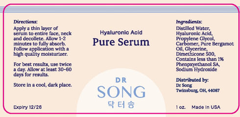 Pure Hyaluronic Acid Serum - Korean Skin Care Moisturizer, Anti Aging Beauty (1 Fl Oz)