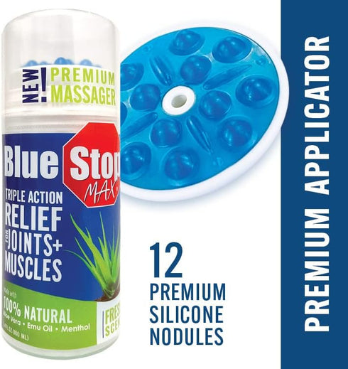 Blue Stop Max Applicator, Fast-Acting Massage Applicator for Sports Cream, Elbow Relief, Muscle & Joint Soreness - 1