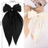 VELSCRUN Hair Bows for Women - 3Pcs Big Hair Clips in White, Black, Brown - Silky Satin Hair Barrettes for Long Hair