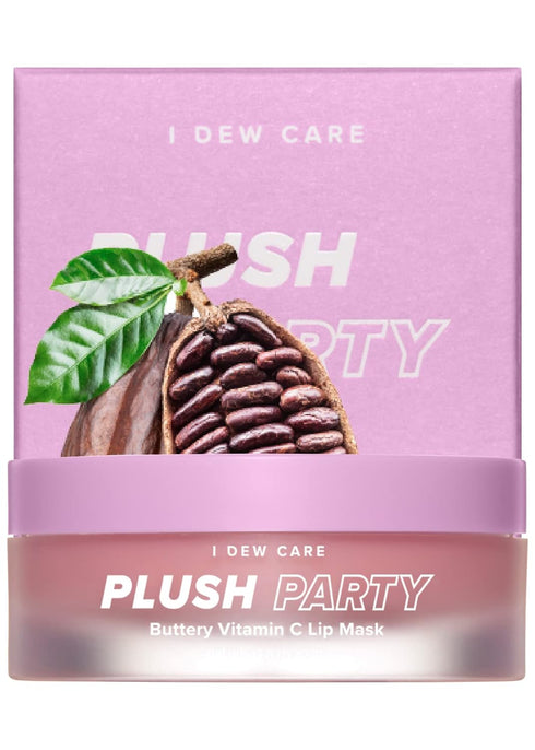 I Dew Care Lip Mask - Plush Party | Overnight Moisturizing Vitamin C Balm with Cocoa Butter for Dry Lips, 0.42 Oz